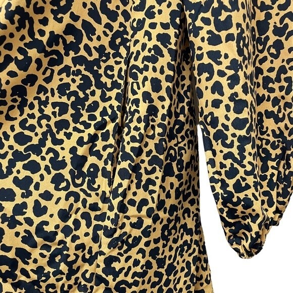 NWT Wayf Mock Neck Long Sleeve Shift Dress Size XS Cheetah Print Tan Black NEW - Picture 10 of 15